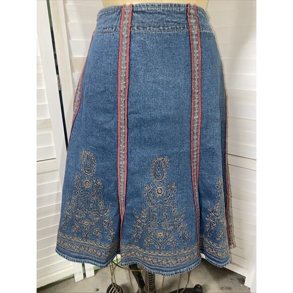 Motto Your Style Mantra Blue Denim Jean Swing Flare Aline Skirt Sz 20W - Picture 1 of 8